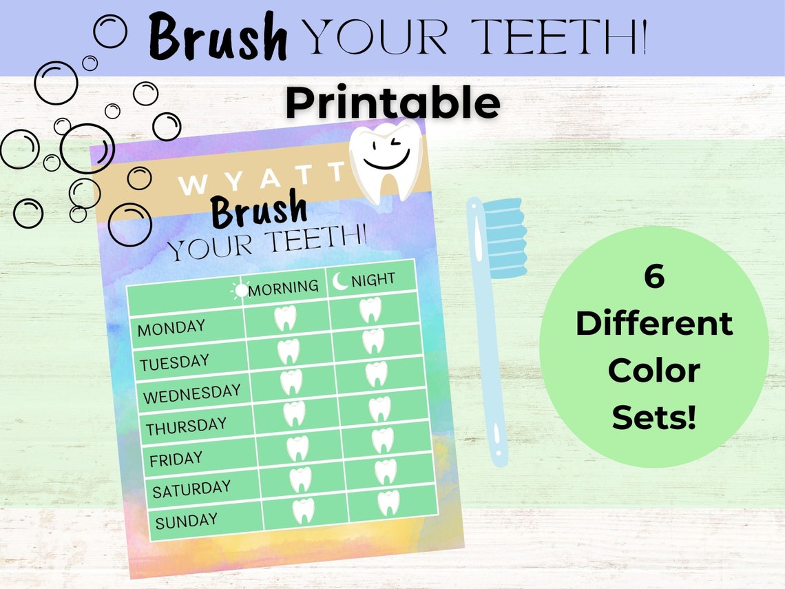 Brush Teeth Printable Brush Your Teeth Brush Teeth Chart Toddler ...