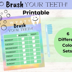 Brush Teeth Printable | Brush Your Teeth | Brush Teeth Chart | Toddler ...