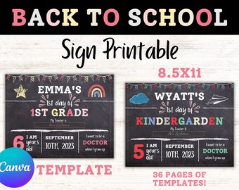 Back to School Sign | Chalkboard Back to School Sign Printable | Back to School Sign Printable |Back to School | School Sign |