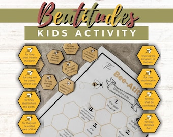 Beatitudes Kids Activity | Coloring Pages | Printable Bible Verse Game | Sermon on the Mount | Sunday School | Beatitudes Activities |