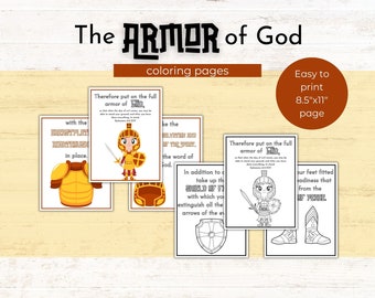 Armor of God Coloring Pages | Armor of God Printable | Sunday School Activity | Homeschooling | Activity Pack | Ephesians 6 |