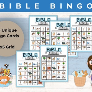 Bingo bíblico / Tarjetas de bingo bíblico / Bingo de historias bíblicas / Bingo bíblico preescolar