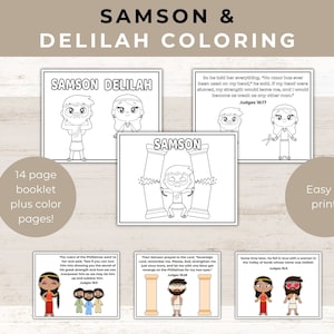 Samson and Delilah | Coloring Pages | Samson Craft | Bible Story Crafts | Sunday School Activity | Activity Pack |