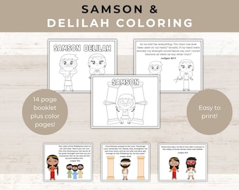 Samson and Delilah | Coloring Pages | Samson Craft | Bible Story Crafts | Sunday School Activity | Activity Pack |