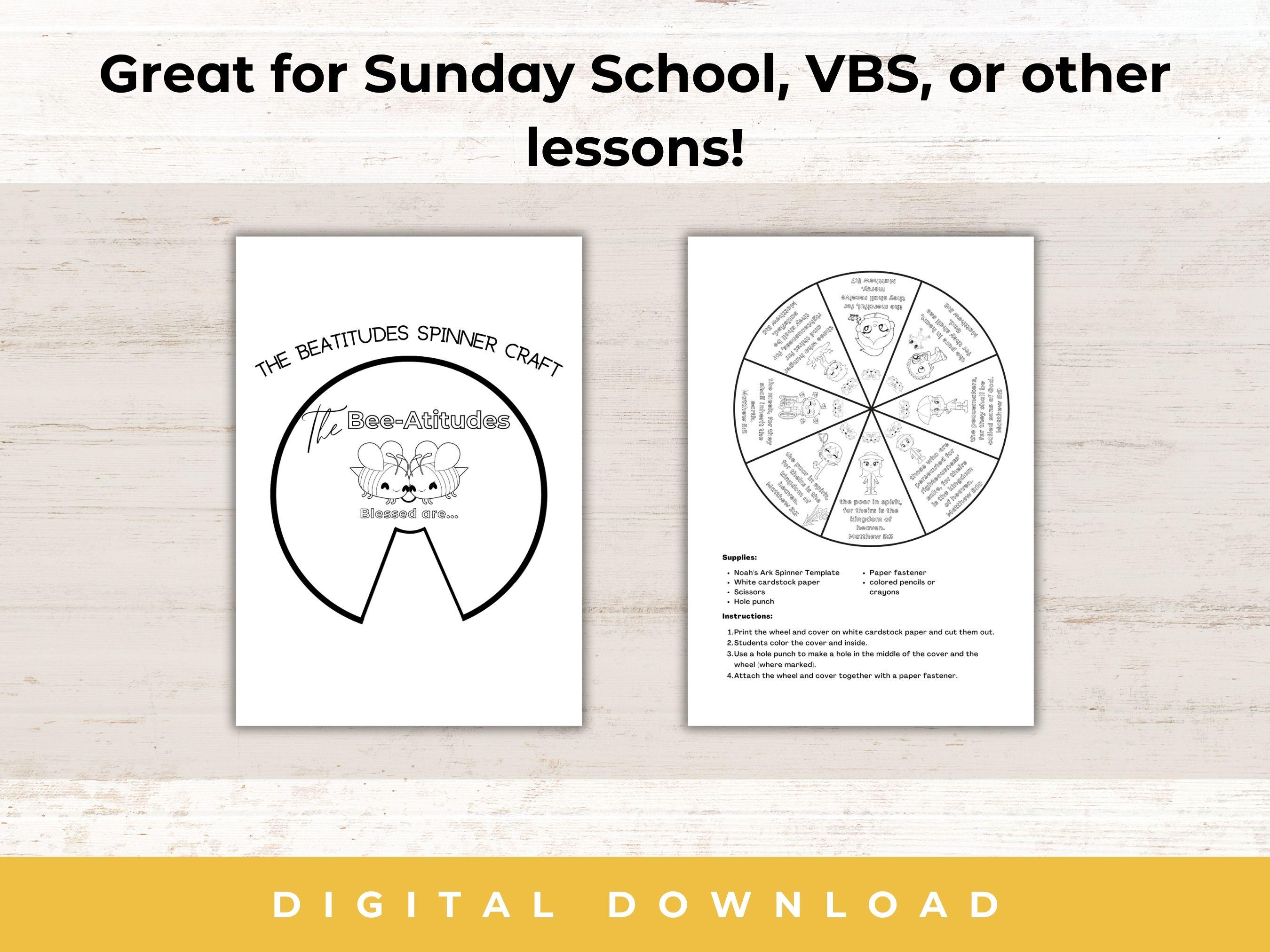 Beatitudes Coloring Wheel | Spinner Craft | Printable Bible Verse ...