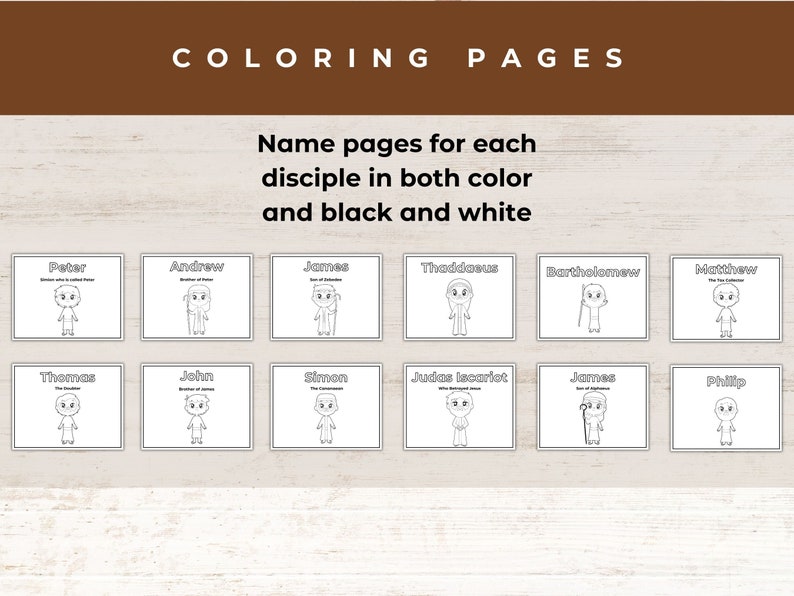 The 12 Disciples Coloring Pages | VBS | Sunday School | Bible Lesson ...