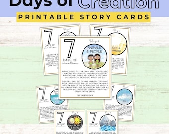 7 Days of Creation Printable Cards | Genesis | Sunday School |