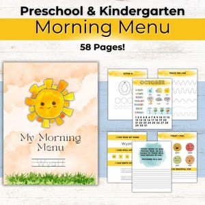 Preschool Morning Menu | Kindergarten | Homeschool | Printable Pack |
