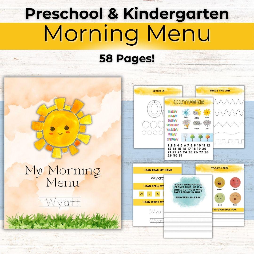 Preschool Morning Menu | Kindergarten | Homeschool | Printable Pack |