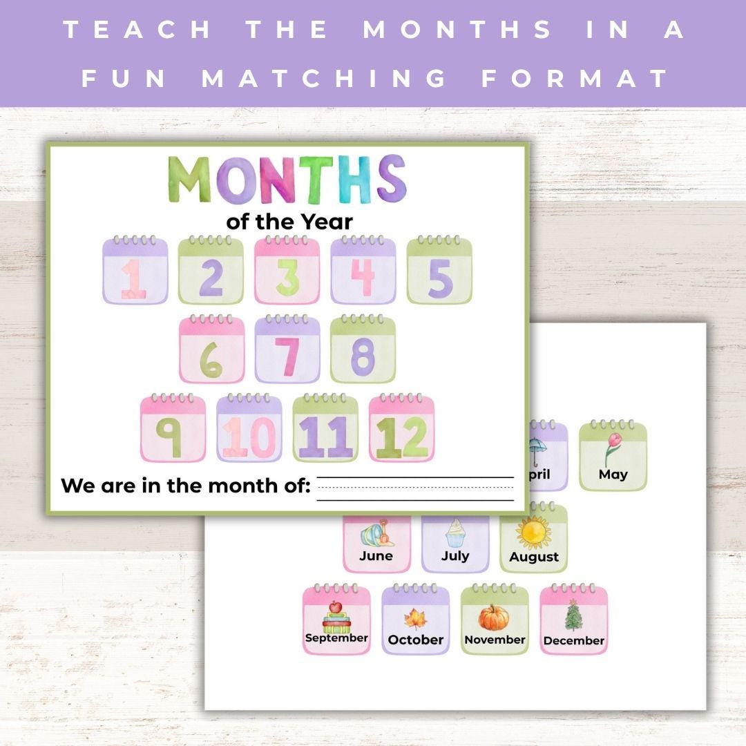 Months of the Year Printable | Matching Game & Calendar Activity ...