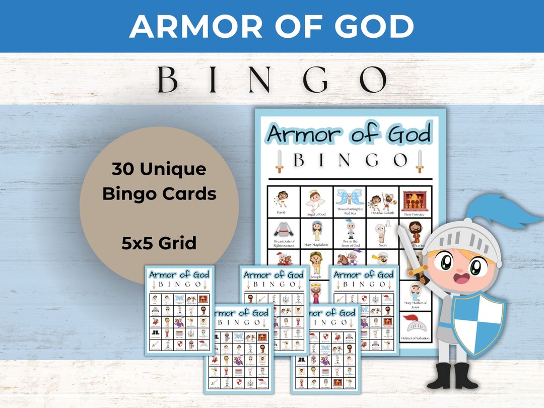 Armor of God Game Armor of God Printable Sunday School Activity BINGO Bible Bingo Etsy