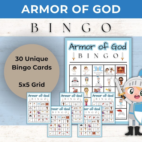 Armor of God Game | Armor of God Printable | Sunday School Activity | BINGO | Bible Bingo |