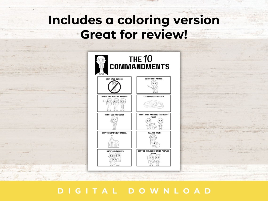 10 Commandments Printable Bible Printable 10 Commandments Coloring