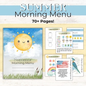 Summer Morning Menu | Morning Menu Bundle | Morning Basket | Charlotte Mason | Morning Time | Homeschool