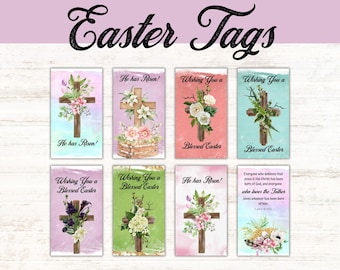 Afdrukbare paascadeaukaartjes: kruisbloemenmotieven (digitale download)