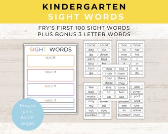 Kindergarten Sight Words | Sight Word Practice | 100 Printable Sight Words | 1st Grade | Sight Word List | Flash Cards |