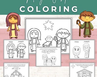 Mary and Joseph Nativity Coloring Pages: Sunday School Christmas (PDF)