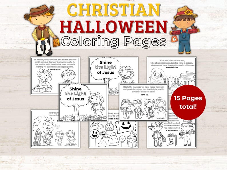 Christian Halloween Coloring Pages: Bible Verse Fall Printables (PDF ...