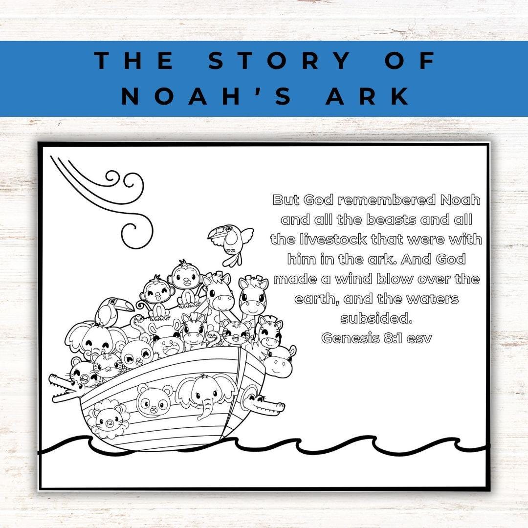 Noah's Ark Coloring Pages: Sunday School Bible Story (PDF Download) - Etsy