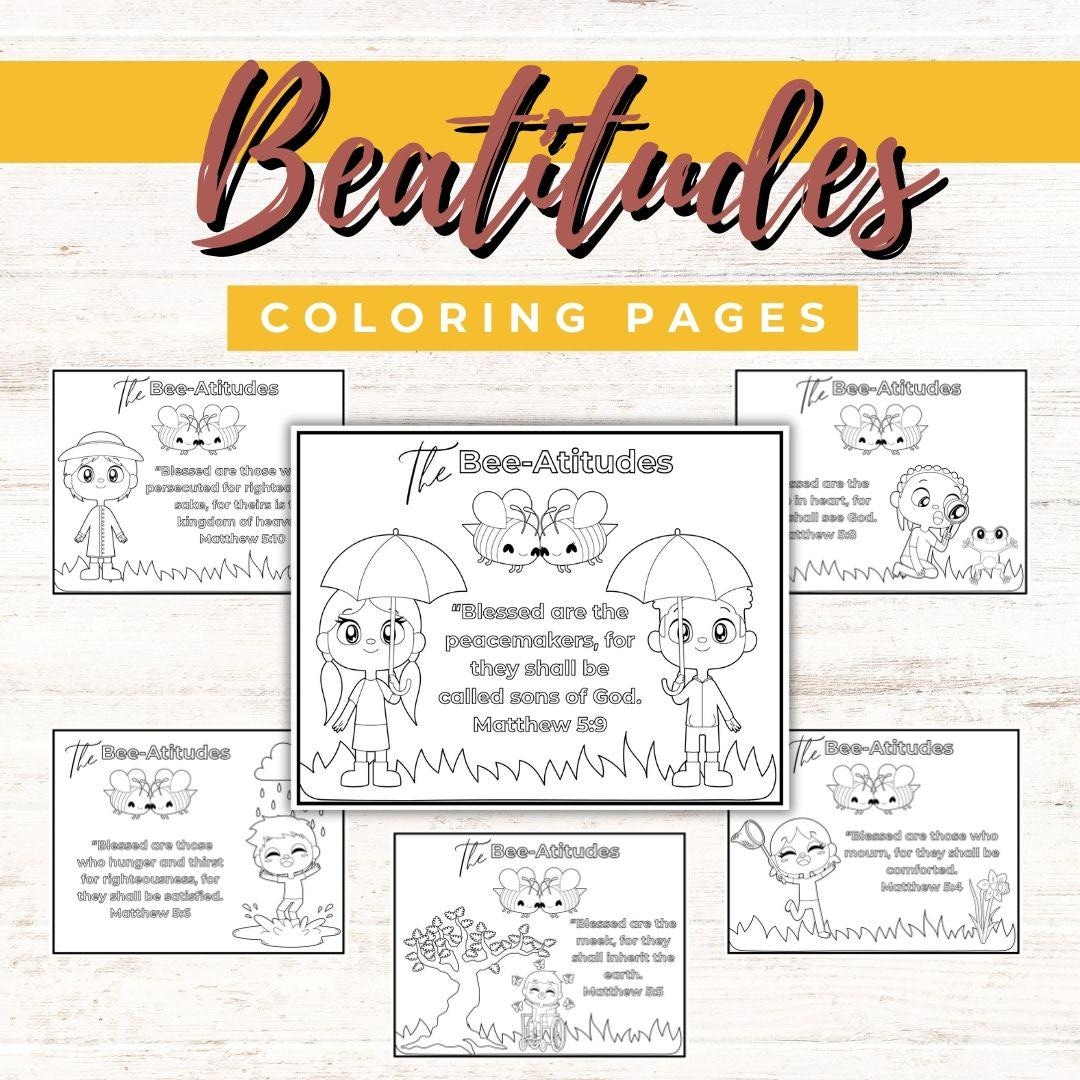 Beatitudes Coloring Pages: Bible Verse Activity (PDF Download) - Etsy