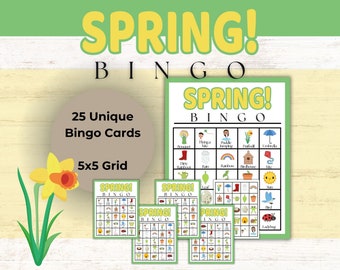 Spring Bingo | Easter Bingo | Bingo Board | Kids Bingo | School Bingo | Spring Games | Party Game