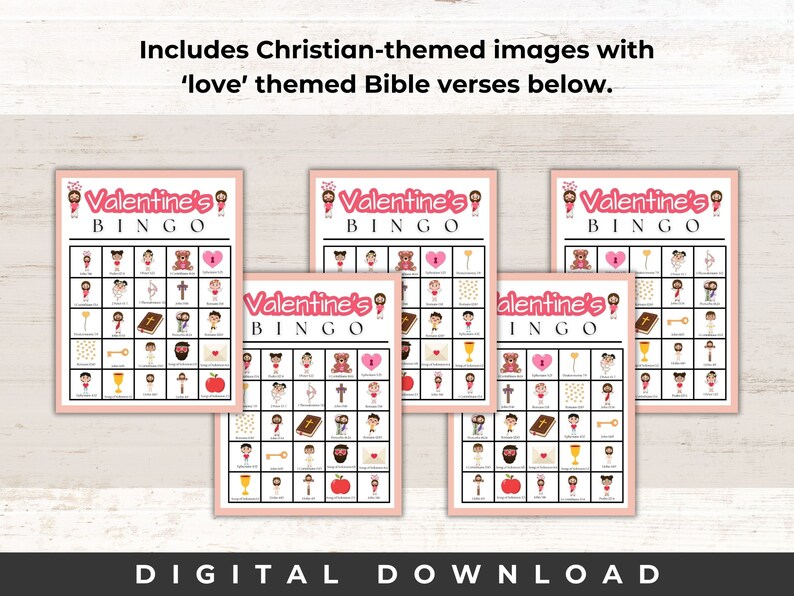 Printable Valentine's Day Bingo | Bingo Cards | Religious | Christian ...