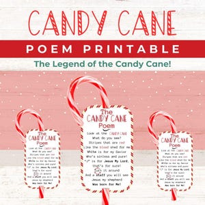Candy Cane Poem | Candy Cane Tag | Candy Cane Gift | Candy Cane Printable | Teachers Gift | Christmas Candy Cane |