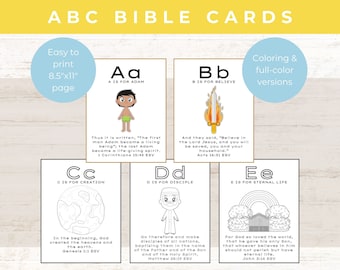 ABC Bible | ABC Scripture Cards | Bible Coloring | ABC Bible Scripture Flash Cards | Alphabet Bible Verses | Bible Verses Alphabet Card Set