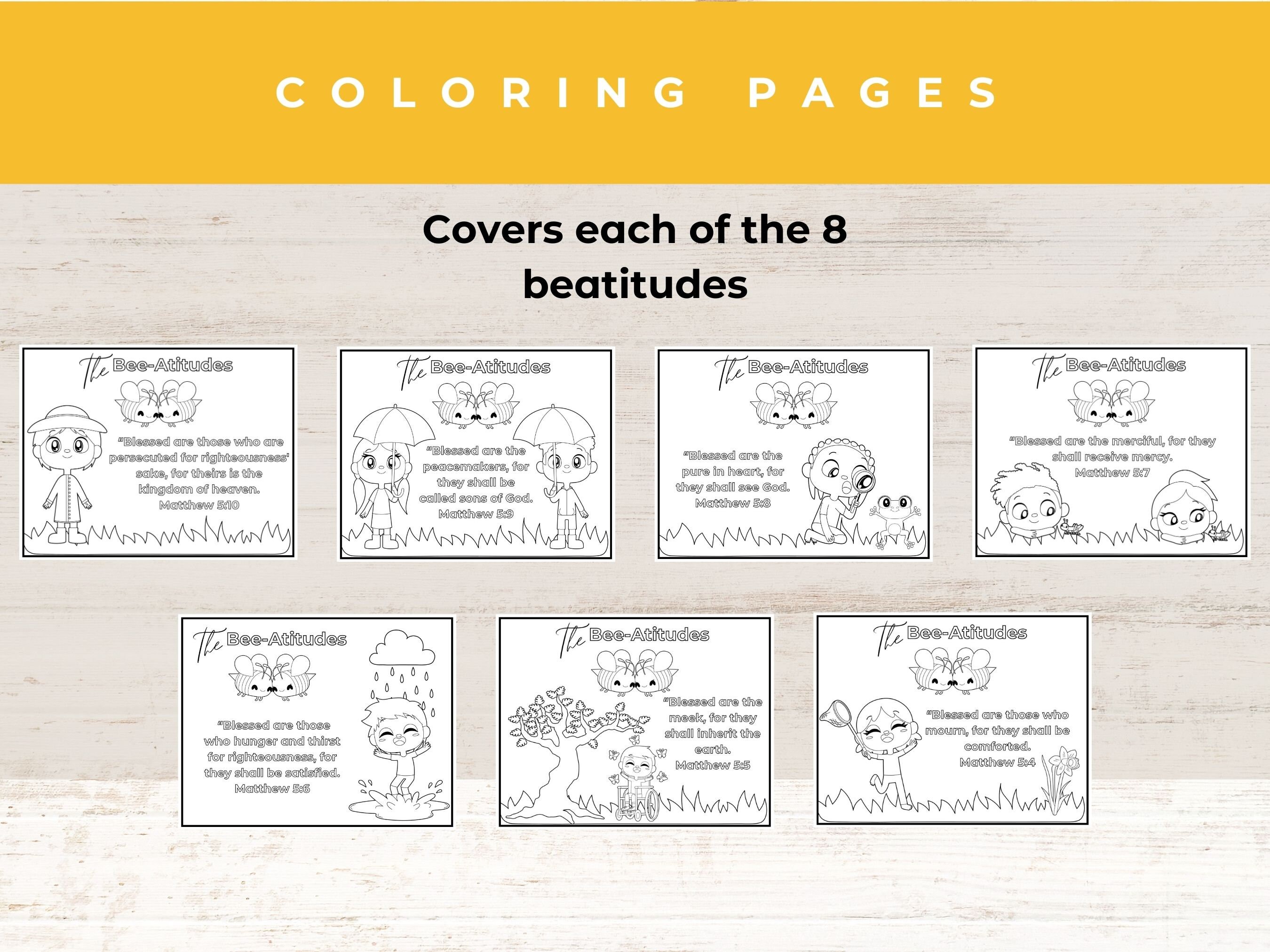 Beatitudes Coloring Pages | Bible Activities | Printable Bible Verse ...