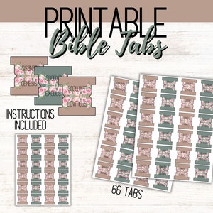 Blush and Floral Printable Bible Tabs Bible Printables Bible Tabs Bible Journaling tabs Bible Journaling Tabs for Bible image 1