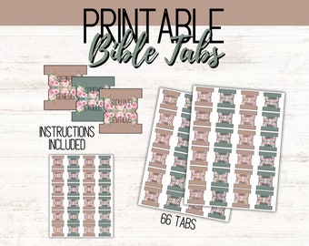 Blush and Floral Printable Bible Tabs | Bible Printables | Bible Tabs | Bible Journaling tabs | Bible Journaling | Tabs for Bible |