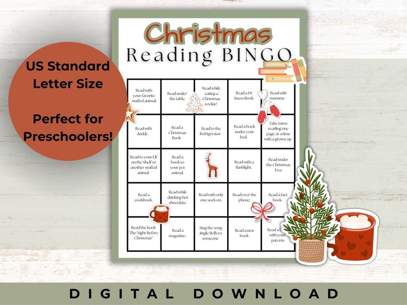 Christmas Reading Bingo Preschool Reading Challenge image 1