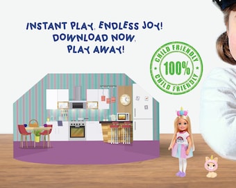 Paper Dollhouse Background Scenes: Printable 3D Activity (PDF)