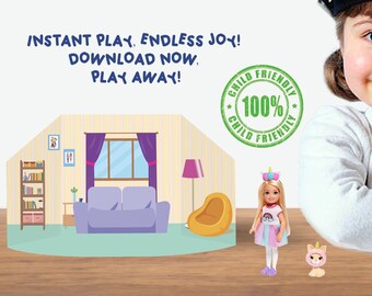 Printable Paper Dollhouse: 3D Backdrop Activity Sheets (PDF)