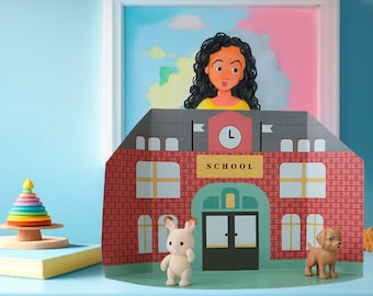 School Paper Dollhouse: Printable 3D Activity (PDF)