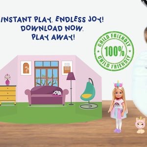 Paper Dollhouse, Background Scenes, Printable Activity Sheets, Cut and Create, Fun Arts and Crafts Activity for Kids, 3D paper backdrop