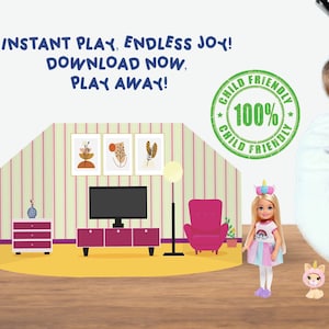 Paper Dollhouse, Background Scenes, Printable Activity Sheets, Cut and Create, Fun Arts and Crafts Activity for Kids, 3D paper backdrop