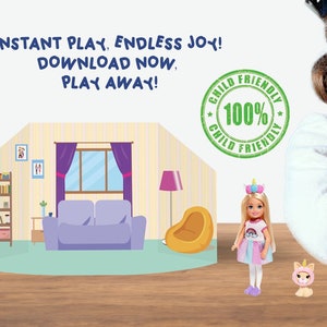 Paper Dollhouse, Background Scenes, Printable Activity Sheets, Cut and Create, Fun Arts and Crafts Activity for Kids, 3D paper backdrop
