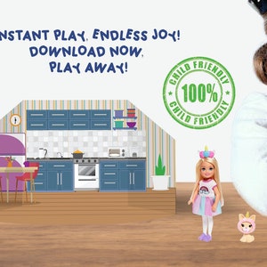 Paper Dollhouse, Background Scenes, Printable Activity Sheets, Cut and Create, Fun Arts and Crafts Activity for Kids, 3D paper backdrop