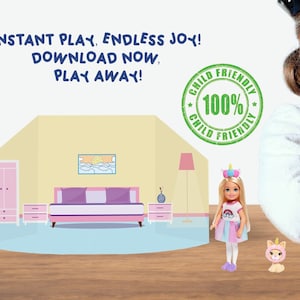Paper Dollhouse, Background Scenes, Printable Activity Sheets, Cut and Create, Fun Arts and Crafts Activity for Kids, 3D paper backdrop