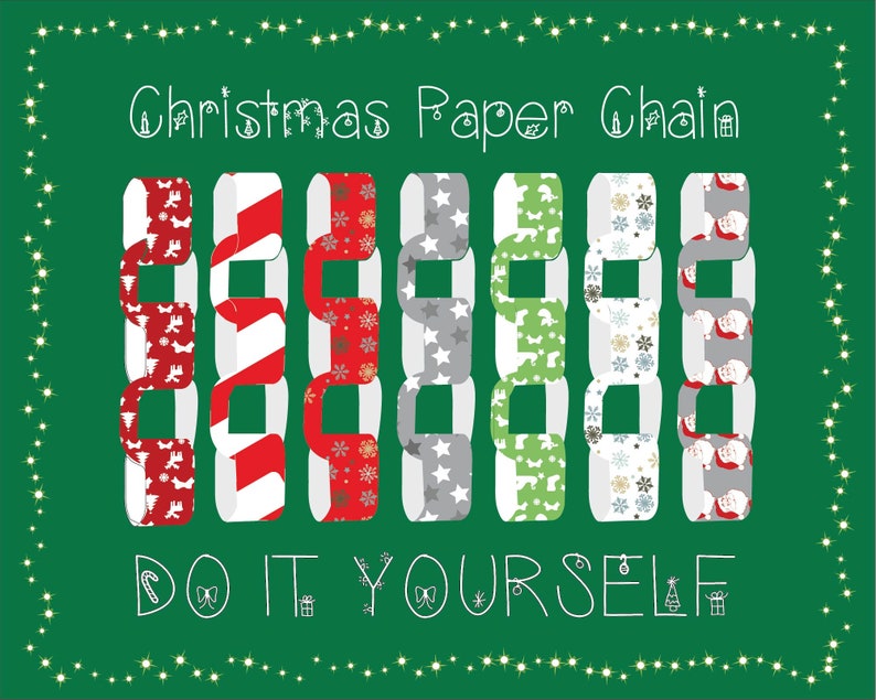Printable Christmas Paper Chains Downloadable Paper Chains merry Christmas Craft Paper Chains ...