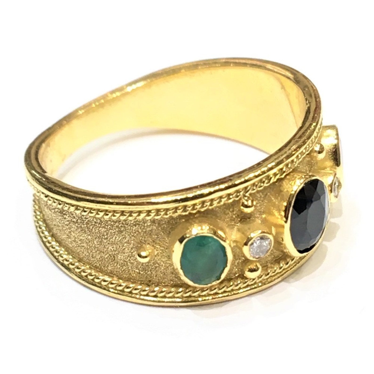 Byzantine ring solid gold 18K precious stones handmade Greek Etsy