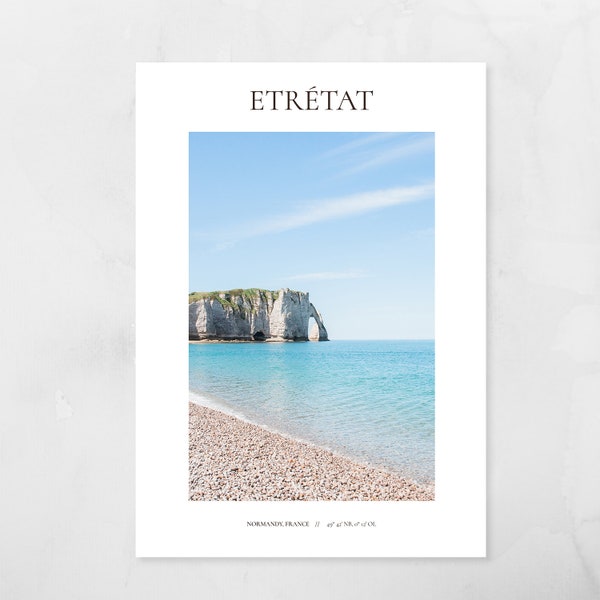 France | Elephant rock in Etretat | Coastline Normandy | Blue sea | photography print | travel poster and wall art | digital download