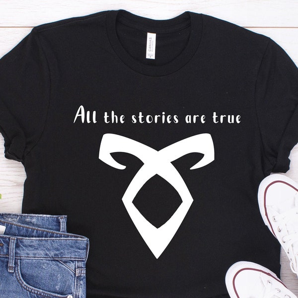 All the stories are true shirt - The Mortal Instruments - TMI - Shadowhunters - Clary Jace Alec Isabelle - Angelic Rune - Bookish tee