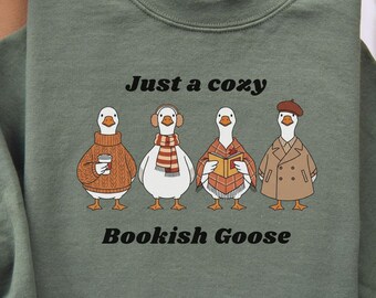 Sudadera Just a Cozy Bookish Goose, regalo ideal para amantes de los libros en otoño, estética cottagecore para lectores, ganso tonto leyendo, jersey para ratones de biblioteca