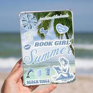 Book Girl Summer Kindle Insert for Clear Case | Beach Vibes PRINTABLE | Paperwhite, Basic, Colorsoft | Kindle Decor Digital PDF print ready
