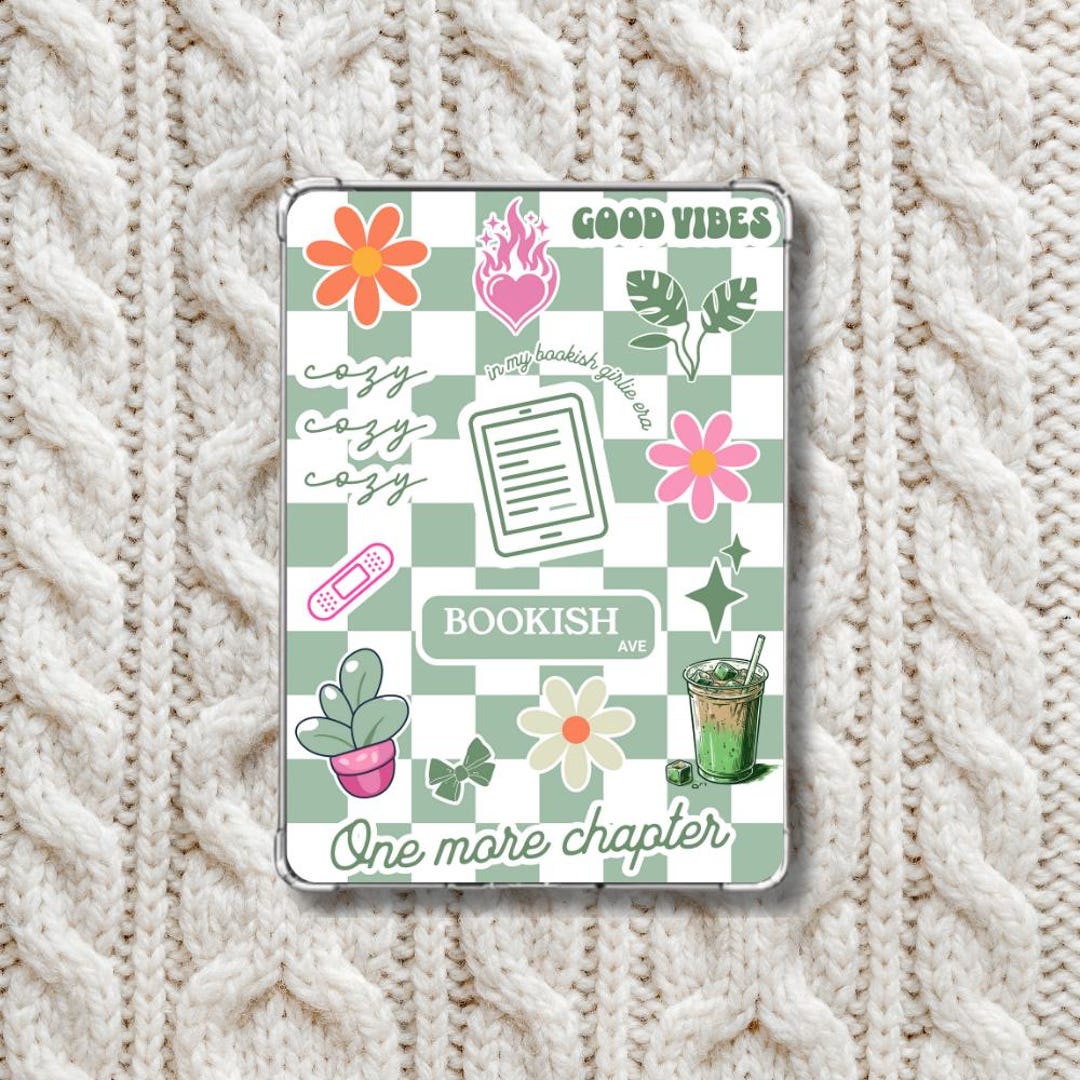Cozy Matcha Green Checkered Kindle Insert for Clear Case | PRINTABLE ...