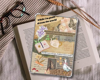 Cottagecore Kindle Insert for Clear Case | PRINTABLE | Paperwhite, Basic, Colorsoft | Vintage Mushroom | Kindle Decor Digital PDF print