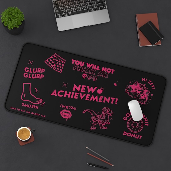 Dungeon Crawler Carl Desk Mat | DCC Gamer Mouse Pad | New Achievement Desk Mat | Princess Donut Fan Merch | Bookish Office Decor