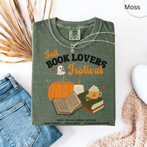 Fall Book Lovers Festival Shirt, Fall Comfort Colors Tee for Readers, Cozy Book Club Gift, Bookish tee for Readers, Cute Pumpkin Spice Latte